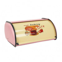 Retro Bread Box Bakery Print Hinged-Top Loaf Box Countertop