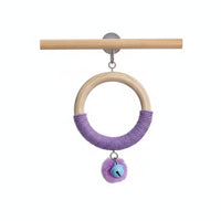 Hanging Bird Toy Natural Wood Rope Hoop Bird Toy with Bell Chewing for Parrots