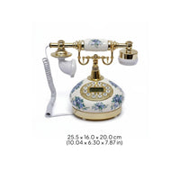 Plug and Play Antique Design Telephone No Battery Needed Vintage Ceramic Telephone Adjustable Ringer Retro Corded Phone Redial