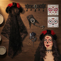 Black Lace Choker Necklace Masquerade Face Tattoo Stickers Decorative