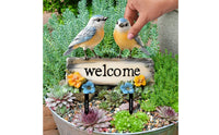 Inviting Garden Stake Rustic Charm Bird Welcome Sign Weather Resistant Bird Garden Plaque