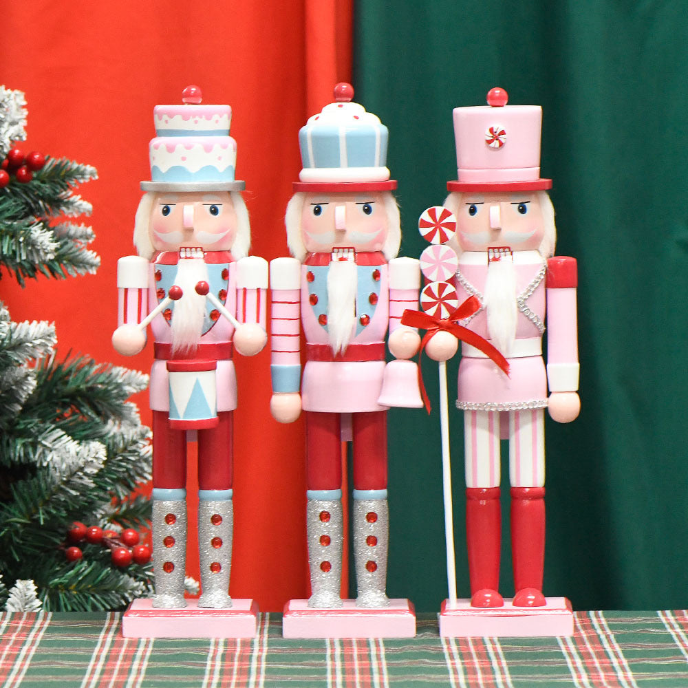 38cm European Macaron Cake Head Nutcracker Wooden Ornament Christmas Decoration