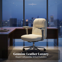 Ergonomic Design Upholstered Highspine-support Desk Chair Creamy aesthetic Aesthetic Adjustable Rolling Task Chair Comfortable padding rotating Seating Padded Armrests for Students, People Working from Home, Study Room, Bedroom