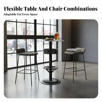 Utilitarian Bar Table and Stool Combo Wrought Iron Frame Pub Furniture Space-Saving Easy to Clean for Adults, Bistro