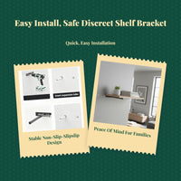 T-Shaped discreet Shelf Bracket, discreet suspended Wall Mount, sturdy Metal Support for Home Decor, Kitchen, Closet