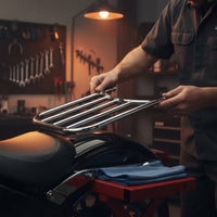 Backrest Luggage Rack Black Motorcycle Luggage Rack Powder-Coated Rear Cargo Shelf for Road Trips