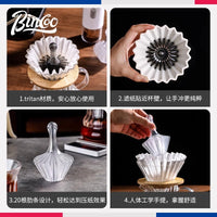 Bincoo手冲咖啡V60锥形折纸滤蛋糕滤纸使用压纸器耐热Tritan树脂
