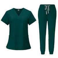 Quick Dry Short Sleeve Medical Scrubs Stretchy Nursing Attire Breathable V-Neck Scrub Set Soft Textile for Nurses, Veterinarians, Hospital, Medical Facility