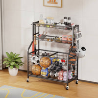 Rolling Sports Ball Storage Cart Easy Access for Gym, Coaches