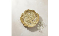 Gilded Leaf Tray Golden Finish Gold Decorative Tray Versatile Decorative Resin Plate for Desktop, Entryway, Washroom