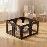 8 Pieces Dog Playpen with Door Transparent Modular Pet Enclosure Lockable Pet Fence with Door for Small Dogs, Young Dogs, Living Room, Bedroom