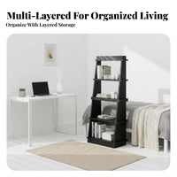 Foldable Ladder Shelf Vintage and Design Book Display Shelf Folding Design Space-Saving for Renters, Homeowners, Living Room