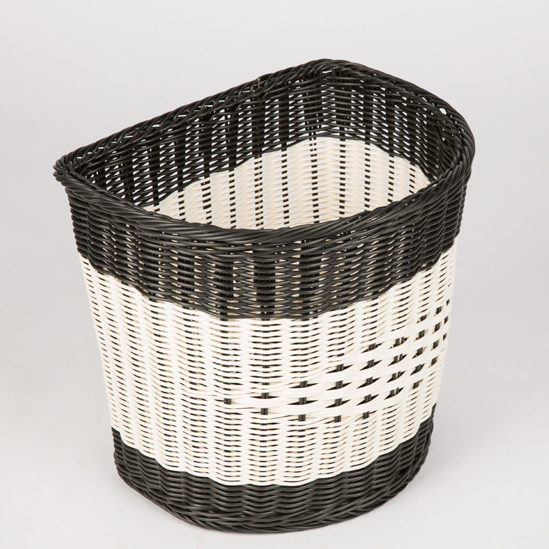 Yiteng Woven Rattan Laundry Basket Bathroom Guest Room Dirty Clothes Hamper Home Storage Semicircular Basket