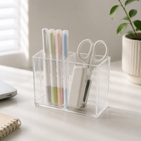 Pen Holder, Desktop Storage, Pen Pouch, Large Capacity, Transparent, Desk Organizer, Student, Remote Work, Small Items Case, Office, 9/12/18/7/6.5cm