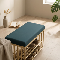 Upholstered Shoe Rack Bench Luxurious Design Cushisingled Rack Bench Multi-Purpose Use Multi-Purpose for Apartment Dwellers