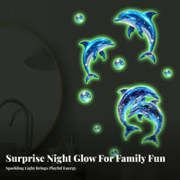 Dolphin Bubble Wall Sticker Self Luminous Dolphin Sticker Removable Luminous Sea Animal Decal for Kids, Washroom, Toilet, Bedroom