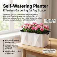 Automated Watering Planter, Rectangular Plant Pot with Drainage System Planter Box for Vegetables Strawberries