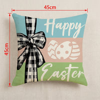 Easter Pillow Cover Happy Easter Print Throw Pillow Cover Invisible Zipper Decorative Linen Pillow Cover for Sofa, Bedroom Holiday Decor
