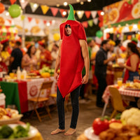 Chili Pepper Costume Humorous Design Red Pepper Bodysuit Easy To Wear Funny Vegetable Outfit for Party, Costume Parties