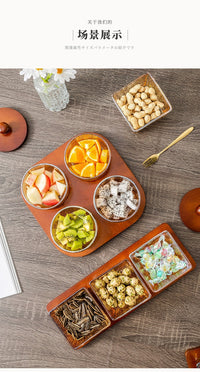 Hammered Glass Fruit Tray with Compartments, Japanese Style
