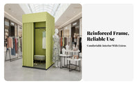 Easy Assembly Portable Changing Room Heavy-Duty Frame Portable Dressing Room Light Blocking Curtain Mobile Dressing Booth Large Space for Event Organizers, Market Vendors, Clothing Stores, Shopping Malls, Temporary Shops, Outdoor Markets