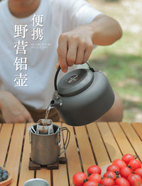 户外野营烧水壶 1.4L家用泡茶壶 露营大号烧水壶便携野营铝壶0.8L