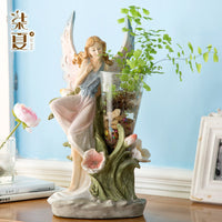 欧式花瓶天使玻璃花瓶创意摆件桌面小饰品树脂工艺品批发一件代发