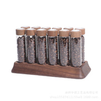Walnut Wood Coffee Bean Storage Jar with Glass Body and Wooden Lid
