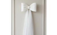 Mesh Bow with Drape White Tulle Bow Translucent for Brides, Wedding Planners, Window Display, Photography Backdrop