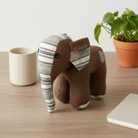 Patchwork Elephant Doll Handmade House Decoration Button Eyes for Desktop