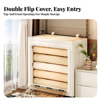 foldable Fabric Box Foldable Lidded Bin with view panel Stackable for Living Room