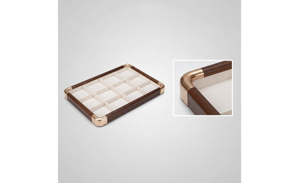 12-Compartment Jewelry Space-Saving Tray Jewelry Storage Tray Low-Profile Desktop Organizer for Vanity