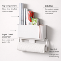 Tissue Holder and Paper Dispenser for Modern Kitchens, No-Drill Wall Mount with Under Cabinet or Countertop Options