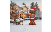 Christmas Inflatable Gingerbread Man with Santa Hat Outdoor Inflatable Gingerbread Man with Candy Cane Holiday Festive