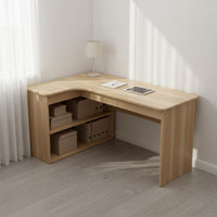 Space Saving Study Table and Bookshelf Combo Large Capacity Storage Corner Computer Desk with Hutch Wide Desktop Office Furniture Sturdy Construction for Students, Bedroom