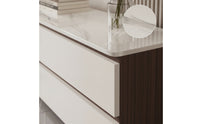 TV Cabinet with Glass Door Modern Media Console Stone-TV Stand for Living Room, Apartment