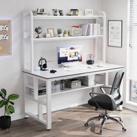 Study Desk with Bookshelf Space-Saving Design Writing Table with Pegboard Wide Desktop Workstation for Teens, Esports Participants, Bedroom, Dorm Room
