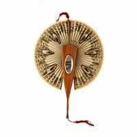 Fan with Mirror Antique-Style Pleated Hand Fan Ornate for Collectors, Entertainers, Home Decor, Photoshoots, Stage Props