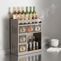 Wall Mounted spices rack No-Tools-Needed Installation Kitchen Condiment Shelf Space Saving Multi-Tier Seasoning Organizer
