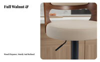 Upholstered Swivel Stool with Backrest Adjustable Height Bar Chair for Cafe