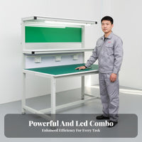 Includes LED Light Anti-Static Workbench Heavy-Duty Quality Inspection Desk Stable Frame Production Line Work Table Wear-Resistant for Factory Workers, Laboratory Technicians, Laboratoryoratory Oratory