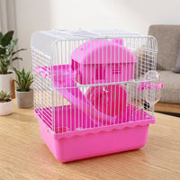 Large Hamster Cage with 10cm Deep Base, Double Layer Habitat Suitable for Hamsters, Indoor Starter Kit Includes All Accessories and Food 400g