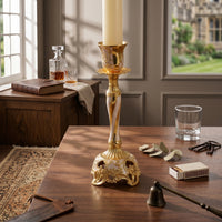 Zinc Alloy Candle Holder Carved Scroll Patterns Home Decor Tapered Stem
