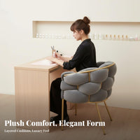 Woven Puff Armchair Nordic Aesthetic Vanity Stool Comfortable Backrest