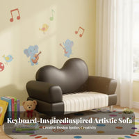 2 Pieces Keyboard-shapedShaped Sofa and Stool Playful Look Children's Furniture Ignites Creativity Transformable