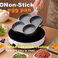 Non-Stick 4-Hole Egg Frying Pan with Lid, Mini Pancake Pan