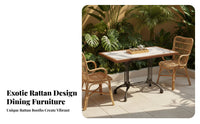 Rattan Booth Sofa Southeast Asian Design Curved Restaurant Booth Stable and Sturdy Wooden Frame Rattan Chair for Families, Restaurants, Cafes