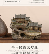 复古怀旧房子盆栽盆景造景装饰摆件桌面树脂工艺品中式工艺手工