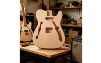 Guitar Body with F-Hole Contoured Instrument Part Unfinished for Luthier