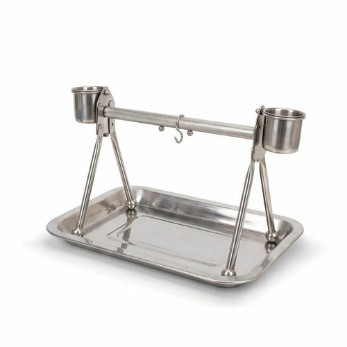 Tabletop Bird Stand with Cups Compact Pet Supply Easy to Clean for Desk